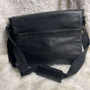 Banana Republic SOFT BLACK GENUINE LEATHER FLAP SHOULDER BAG LAPTOP BRIEFCASE